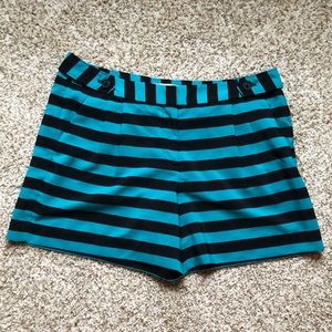 3/15 LOFT Teal and Black Striped Shorts